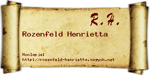 Rozenfeld Henrietta névjegykártya